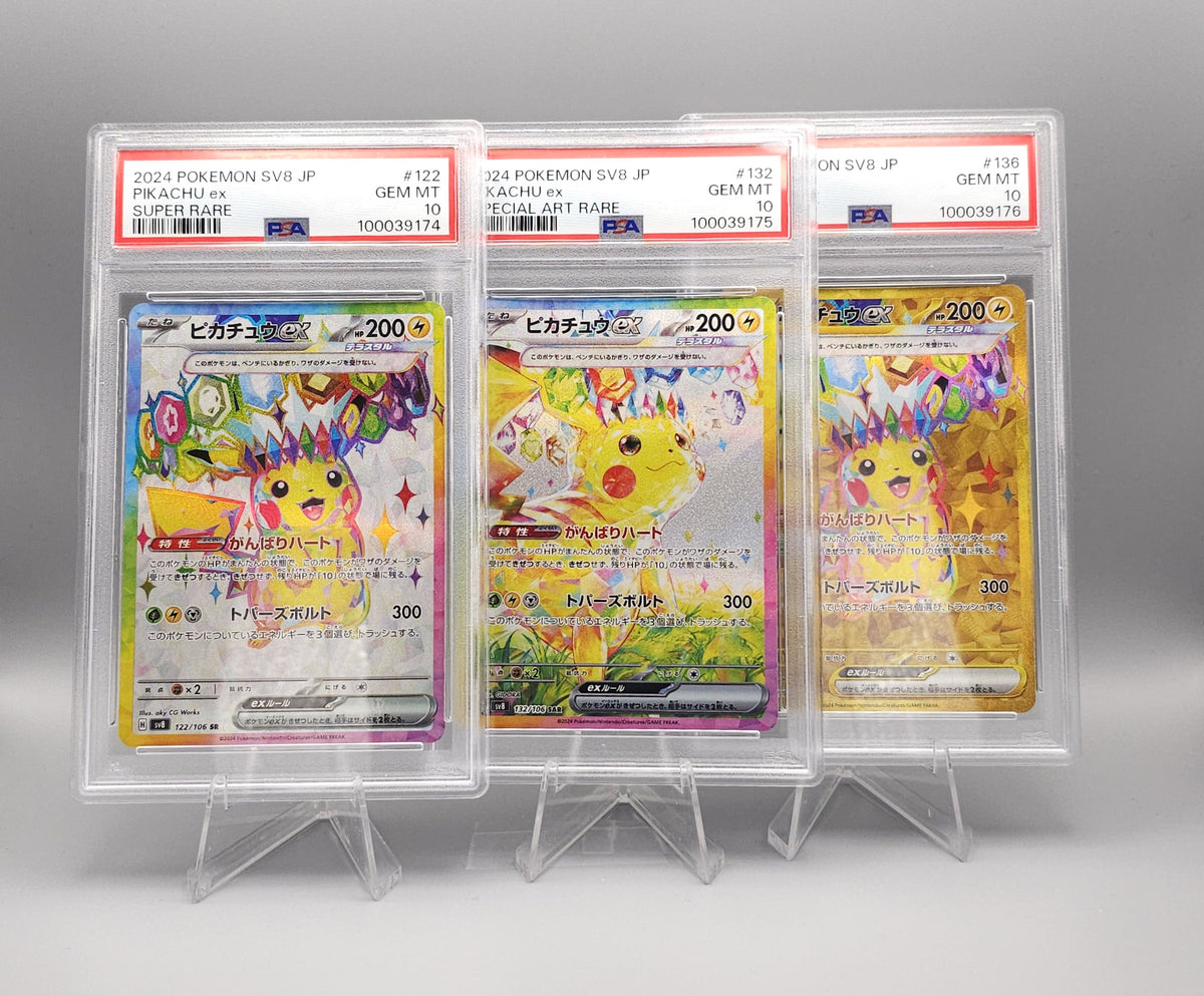Pokemon sv8a Pikachu ex | Trio mit aufsteigender Grading-Nr. in PSA10 | Japanisch